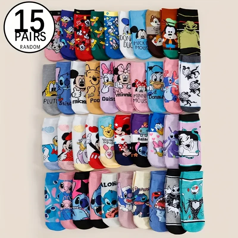 

5/15/20 Pairs New Fashion Women's Summer Knitted Short Socks Japanese Cartoon Pattern Women's Outdoor Leisure Boat Socks