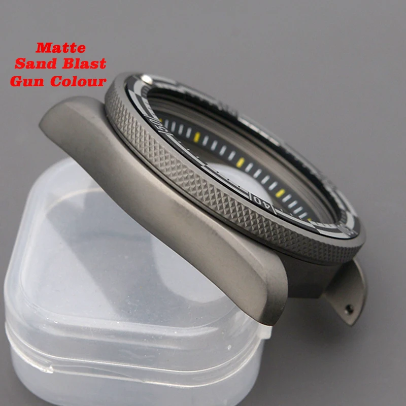 SKX009 SKX007 Men's Watch Case Sand Blast Matte Gun Colour Fit NH34 NH35 NH36 Automatic 316L Stainless Steel Sapphire Glass