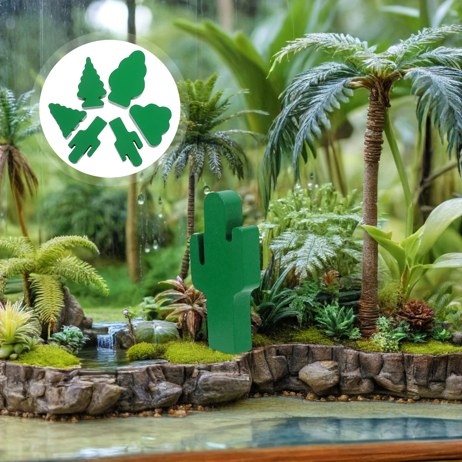 

6 Pcs Mini Wooden Tree Cactus Landscape Scenery Trees Model Forest Craft Blocks