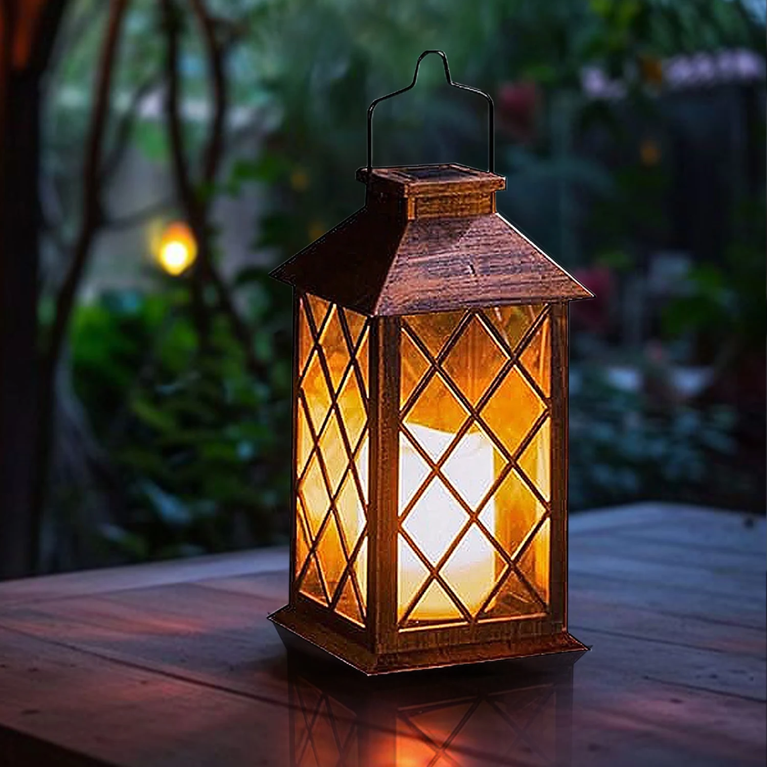 

1 Pc Solar Hanging Lamp Flickering Flameless Candle Waterproof LED Light For GardenTable Patio Lawn Outdoor Party Decorative