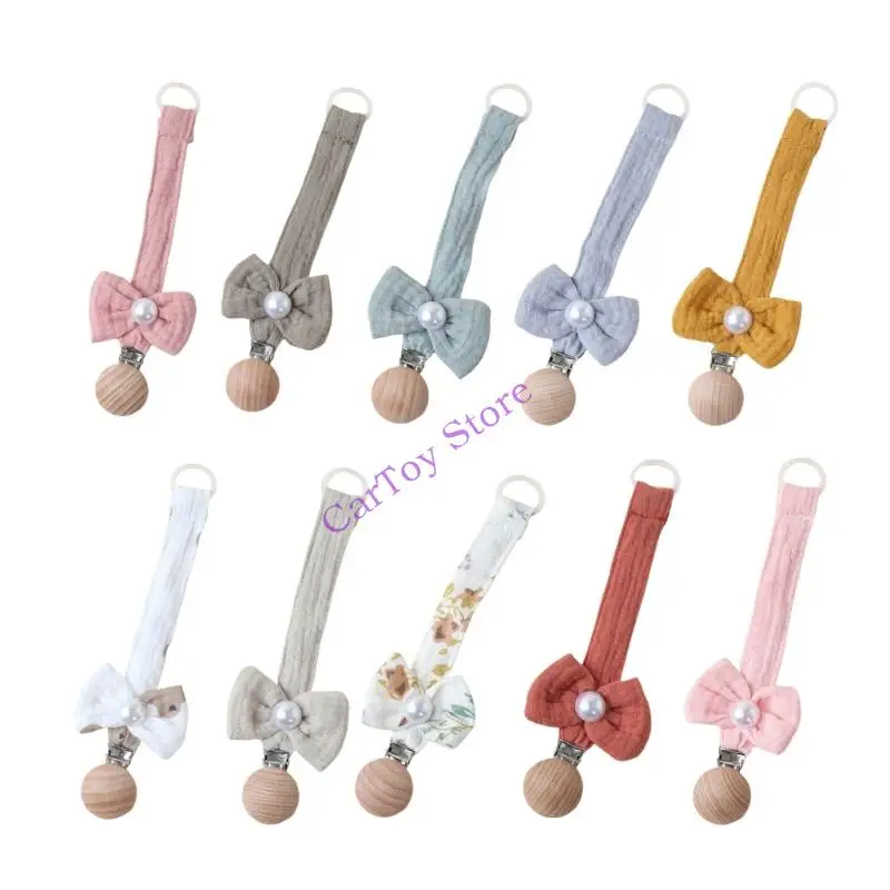 

634F Baby Soothing Pacifier Clip Soft Comfortable Bowknot Pacifier Chain Fashion