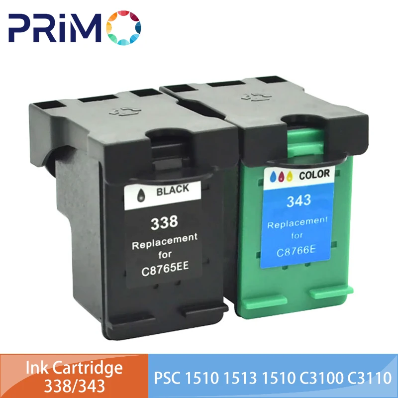Cartucce Rigenerate 338XL Nero + 343XL Colore Per HP – Sostituzione Per PhotoSmart, Deskjet, Officejet, PSC – Alta Resa (Nero 470 Pagine, Colore 300)