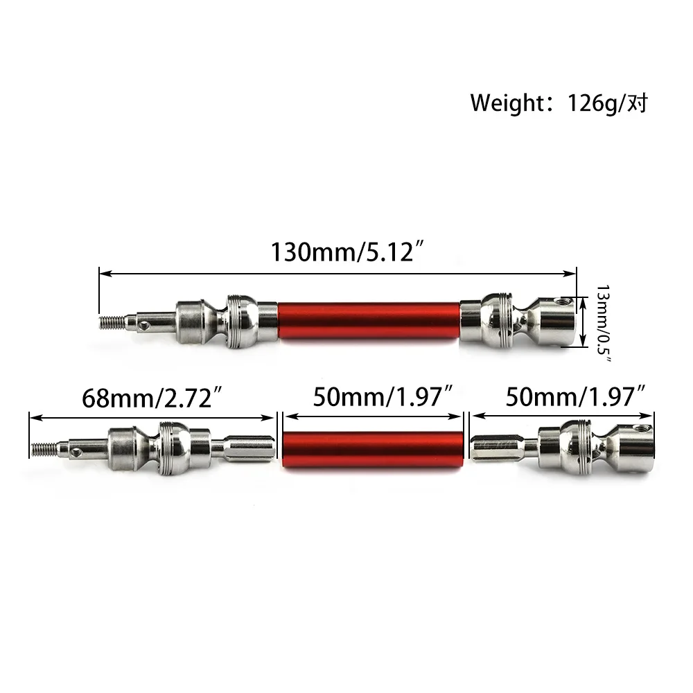 4pcs Metal Drive Shaft CVD with Wheel Hex for 1/10 Arrma New Big Rock V3 3S BLX 4x4 (Not for Old Big Rock) Upgrade Parts