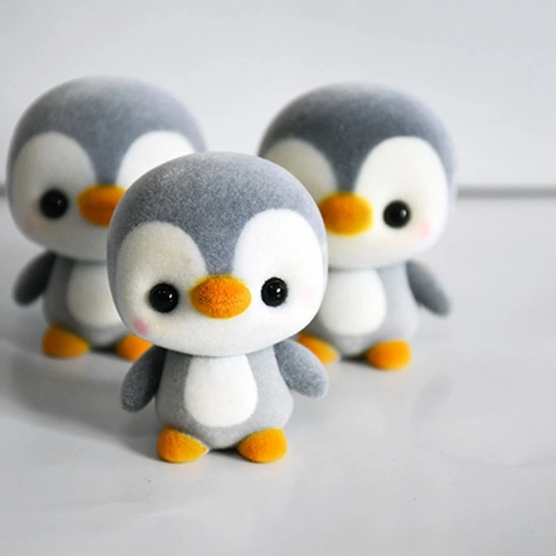 1Pc 5.5CM Mini PVC Flocking Decoration Dolls Penguin 4 Colors Kawaii Doll Toy for Girls Little Exquisite Christmas Gift Surprise