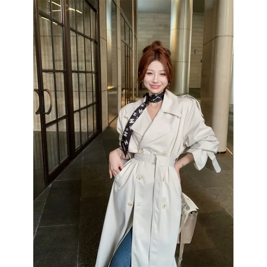 Ele Briti Sle Long Sve Coat Women's Loose Fit Midi Length Slimming Outerwear Autumn New Arrival Commute Sle