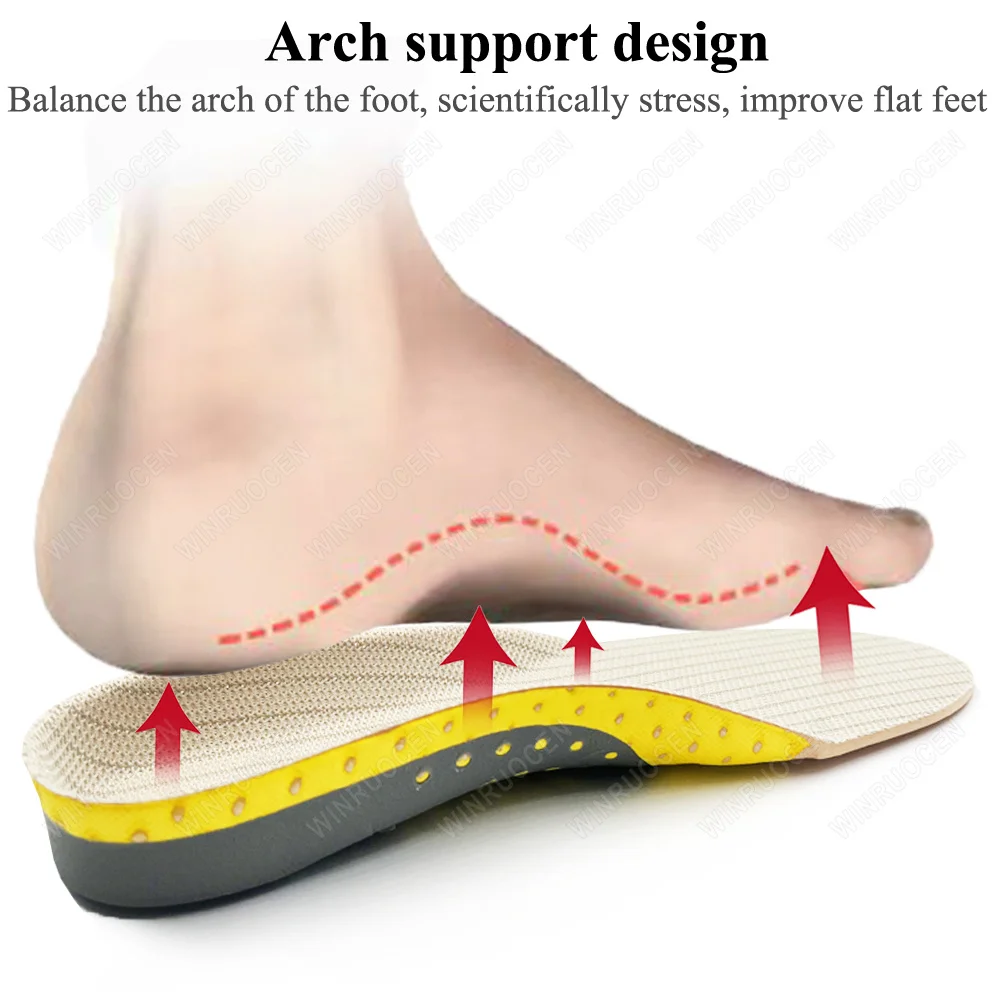 WINRUOCEN Unisex For Plantar fasciitis High Arch Support Insoles Premium PVC Orthopedic Shoes Sole Sports Feet Care Insert