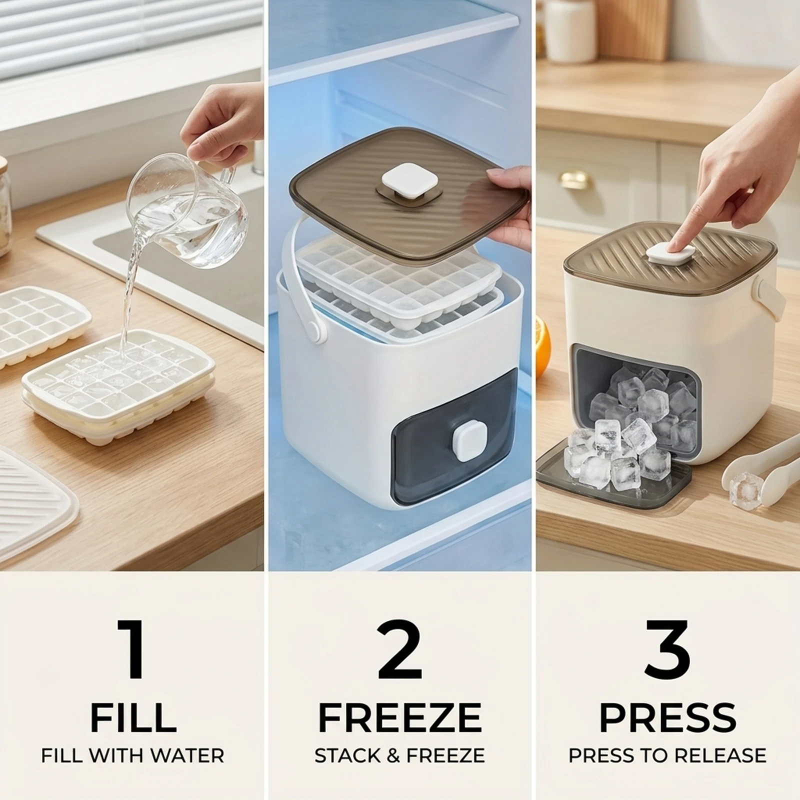 48 Grid Reusable Ice Cube Mold One-touch Easy Release Ice Maker Tray Refrigerator Homemade Ice Making Tool for Kitchen Use