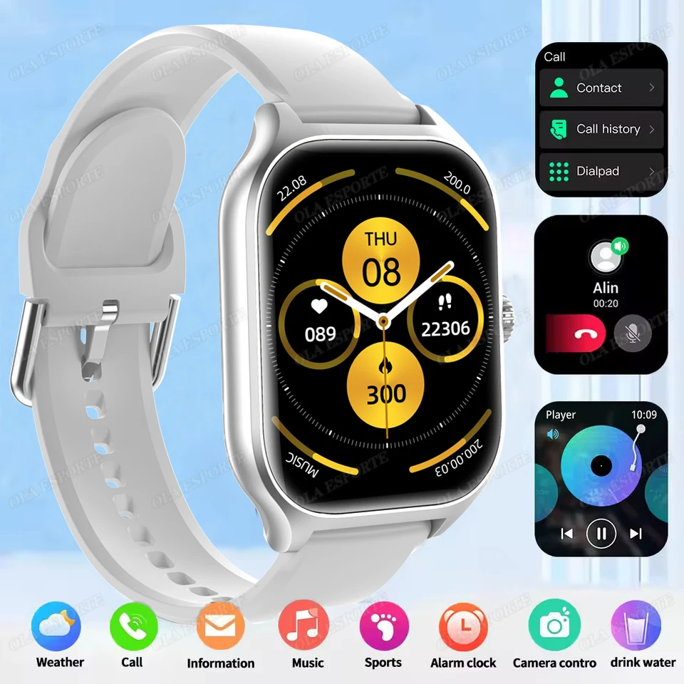 

2025 New Smart Watch Bluetooth Call Message Reminder 24 Hour Health Monitoring Wireless Dial Smart Watch Gift for Men and Women