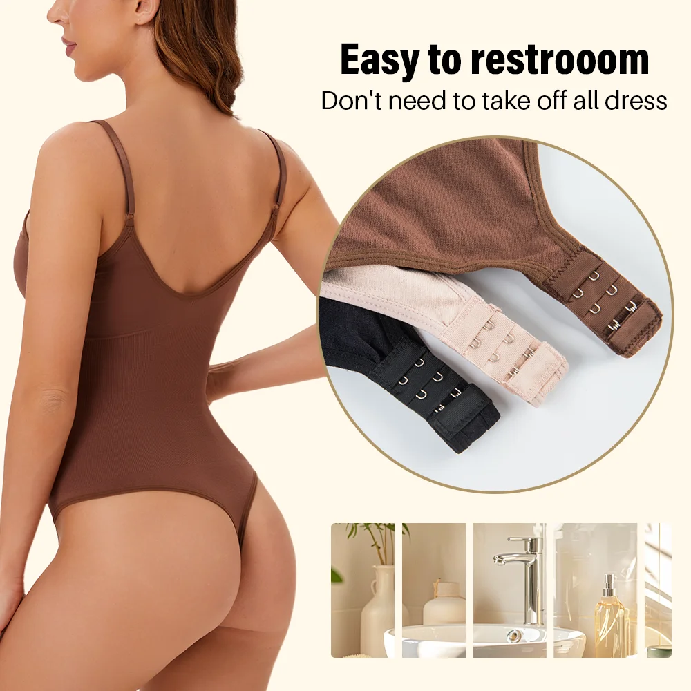 High Elastic Bodysuit for Women Tummy Control Shapewear Sexy Seamless Sculpting Thong Body Shaper Slimmer Slimming Black Tank image 3