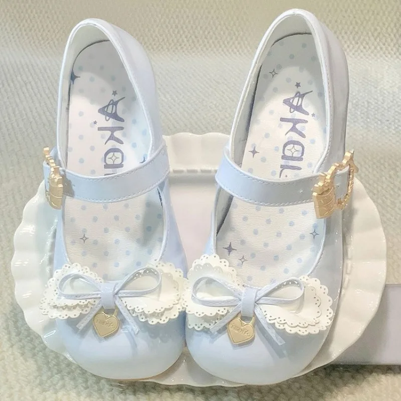 Lolita Original Student Girl Shoes Cute Loli Shoes Tall Leather Shoes Tea Party Single Shoes Butterfly Bow Low Order Shoes