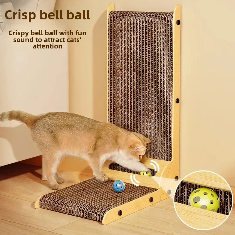 L-shaped Cat Scratching Board Cat Toys Wooden Wear-resistant and Scratch-resistant Post Cat Furniture Training Grinding Claw Toy