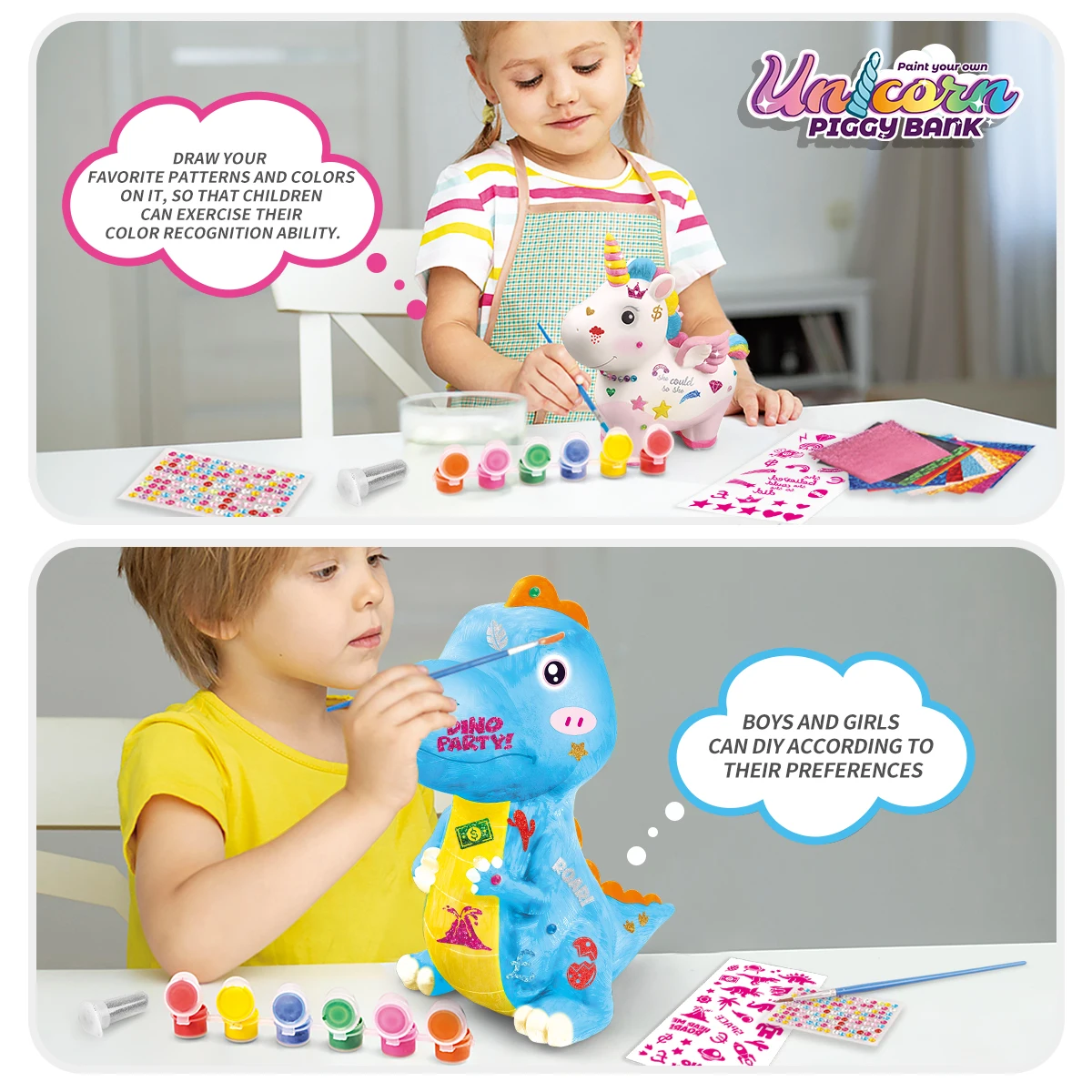 DIY-kleursticker en schilderij spaarvarken, graffiti-opslag, stimuleert de praktische vaardigheden van kinderen en financiële management