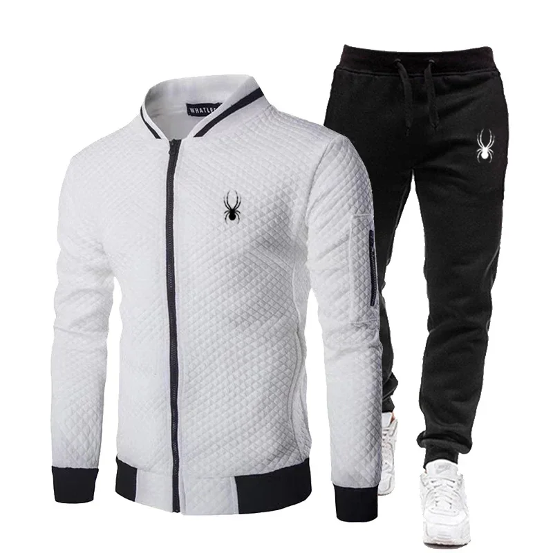 2024 Fashion men's spring and autumn trench sports zipper jacket + sweatpants outdoor travel 2-piece set personalized new hoodie