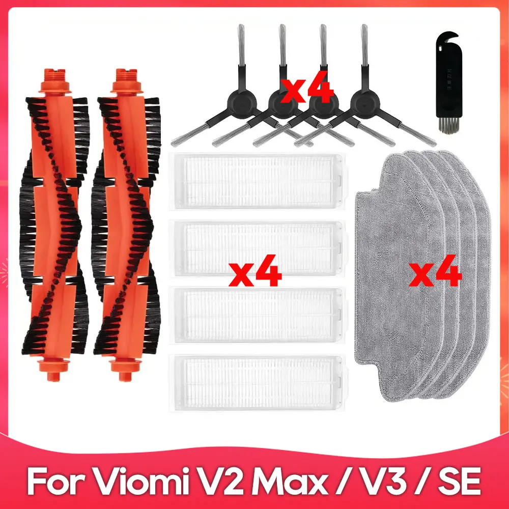 Fit For Viomi V2 Max / V3 / SE Roller Side Brush Hepa Filter Mop Rag Robot Vacuum Cleaner Spare Parts Accessories