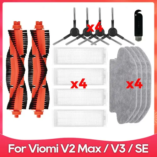 Viomi V2 Max / V3 / SE 로봇 청소기에 적합한 메인 사이드 브러시 HEPA 필터 모핑 청소기 액세서리 예비 부품입니다 