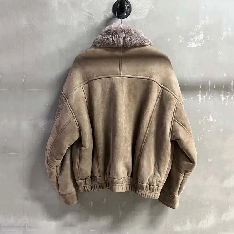 معطف فرو الأغنام الطبيعي الحقيقي شتاء للنساء 2025 موضة جديدة قصيرة الطول سميكة دافئة استيراد جلد الغزال التركي #2