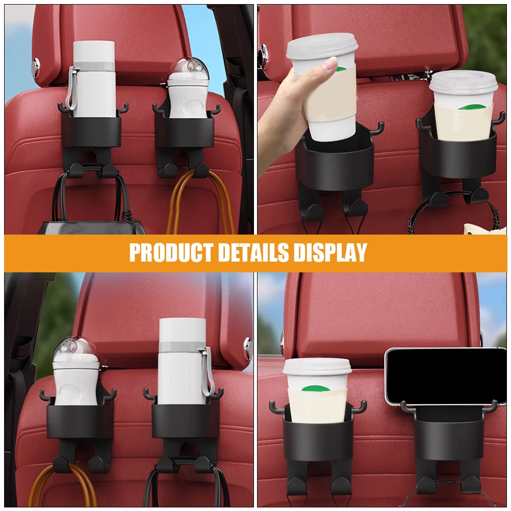 

4pcs Car Storage Box Headrest Cup Holder for Rear Seat Black PP Material Organizers Durable Easy Installation Versatile Storage