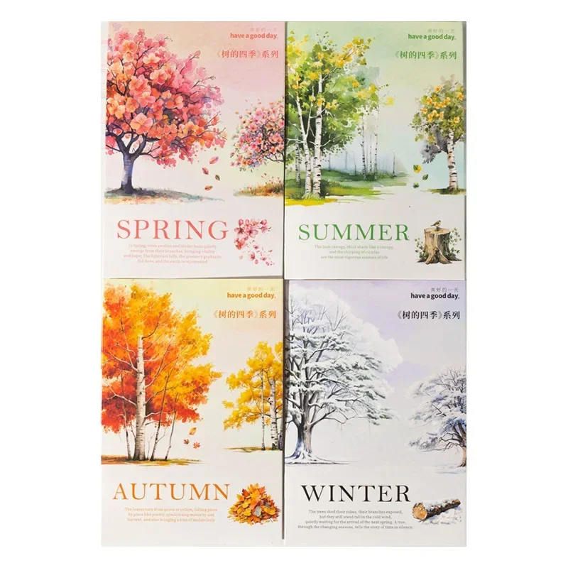 1pack Four Seasons Botanical Paper 50 Sheets European Tree Landscape Designs Nature Journaling Decoupage Projects