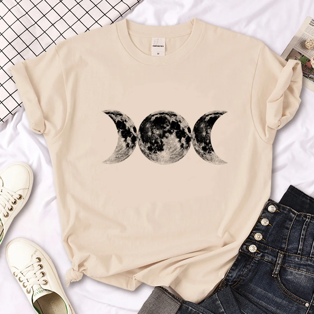 Witch Triple Moon Gothic Sun t shirt women funny manga harajuku Tee female funny y2k manga clothing