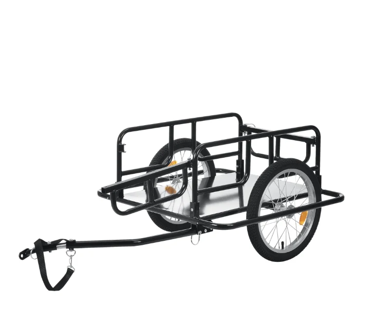 

Multi-purpose Iron Frame Transportation Folding Trailer Anti-rust Collapsible Mini Trailer For Bicycle Trailer