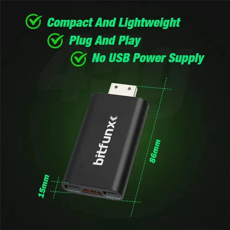 Bitfunx RGBS Converter VGA To -Compatible Converter Adapter For SEGA Dreamcast Game Console Out 1080P HDTV Converter