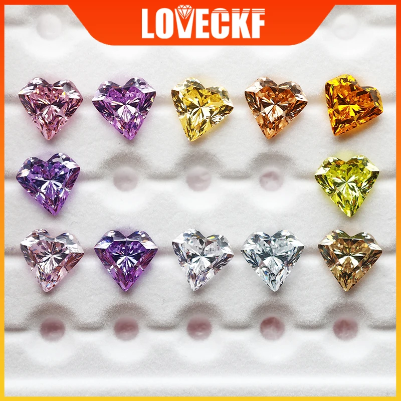 

5A Diamond Heart Cut Cubic Zirconia Gemstones Assorted Colors Champagne Purple Yellow Pink White for Jewelry Making