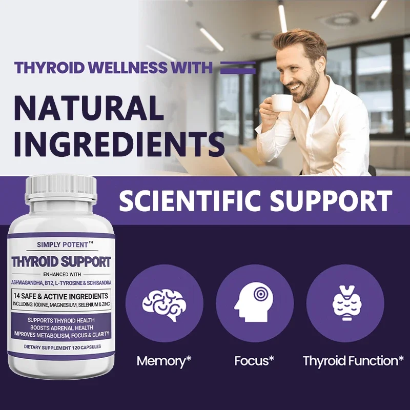 Thyroid Support Supplement with Iodine Magnesium Selenium Zinc Supplement, Thyroid, Boost Metabolism, Focus and Clarity