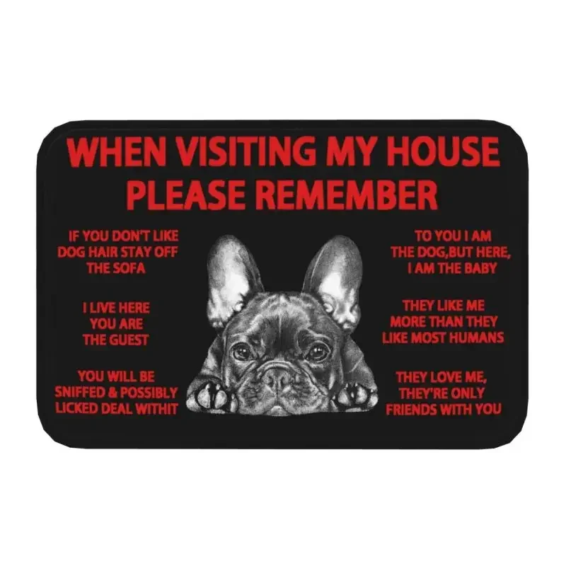 Frenchie Dog French Bulldog Front Floor Door Entrance Mats Outdoor Kitchen Bath Doormat Garage Carpet Rug