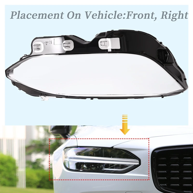 

Car Front Headlight Cover Headlamp Lamp Shell Mask Lampshade Lens Plexiglass For Volvo S90 S90L 2016-2022