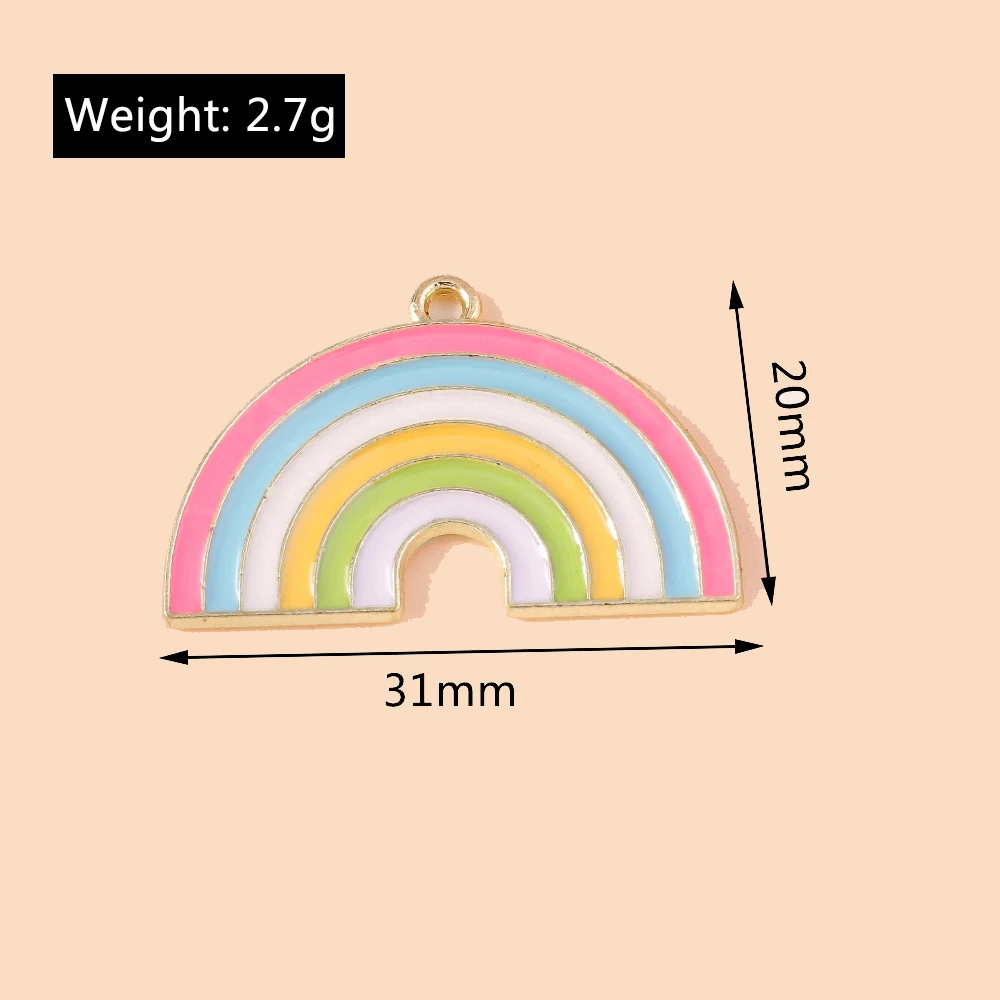 Leslie 10 Stück Mix Niedliche Emaille-Stern-Wolken-Regenbogen-Anhänger für DIY Armband Halskette Ohrringe Schmuckherstellung Handgemachtes Kunsthandwerk – Detail 4