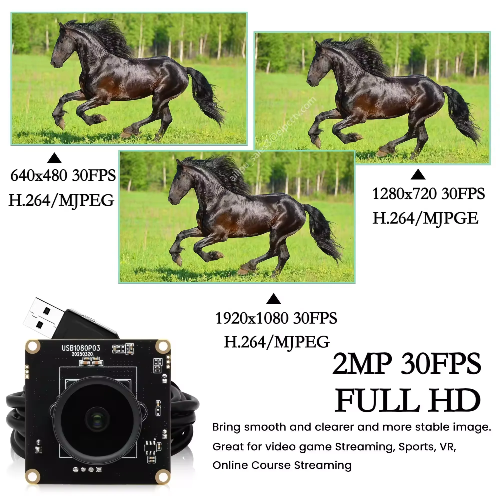 

ELP 1080P 30fps Starlight USB Camera Module H.264 Low Light 0.0001Lux HDR Webcam with Wide Angle Lens for Mac Linux Raspberry Pi