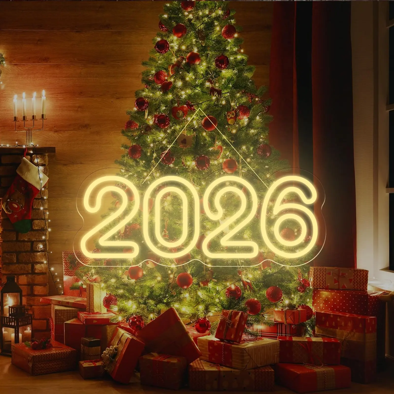 2026 النيون ضوء LED رقم السنة جدار تسجيل لحفلة السنة الجديدة ، زينة عيد الميلاد ، الاحتفال بالتخرج ، ديكور الغرفة الحديثة #6