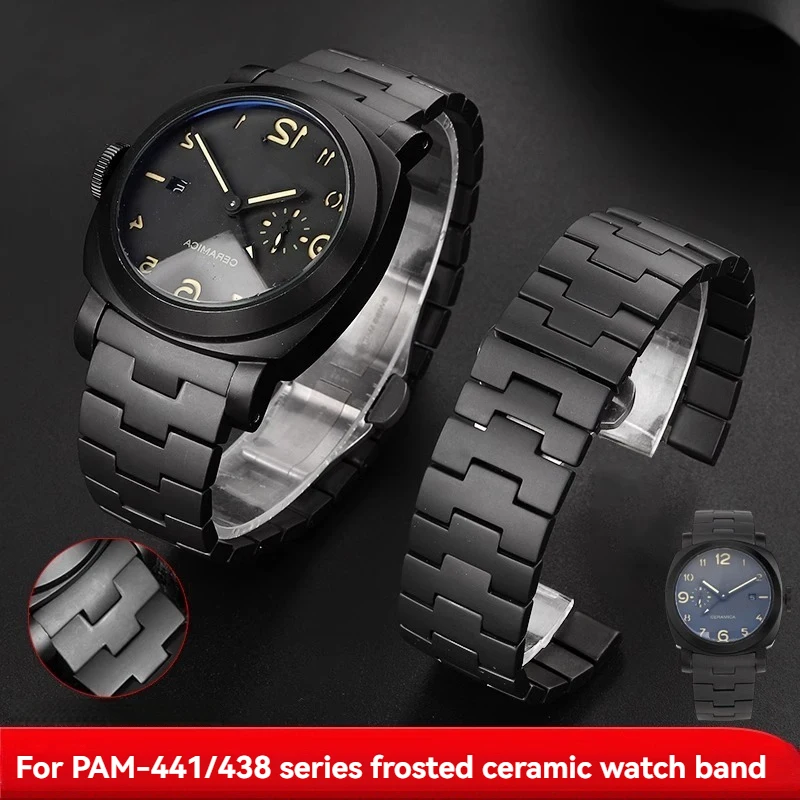 

High Quality Frosted Ceramic Watch Strap for Panerai Watch Strap PAM441 PAM438 Arc Series Watch Chain Curved End Wristband 24mm