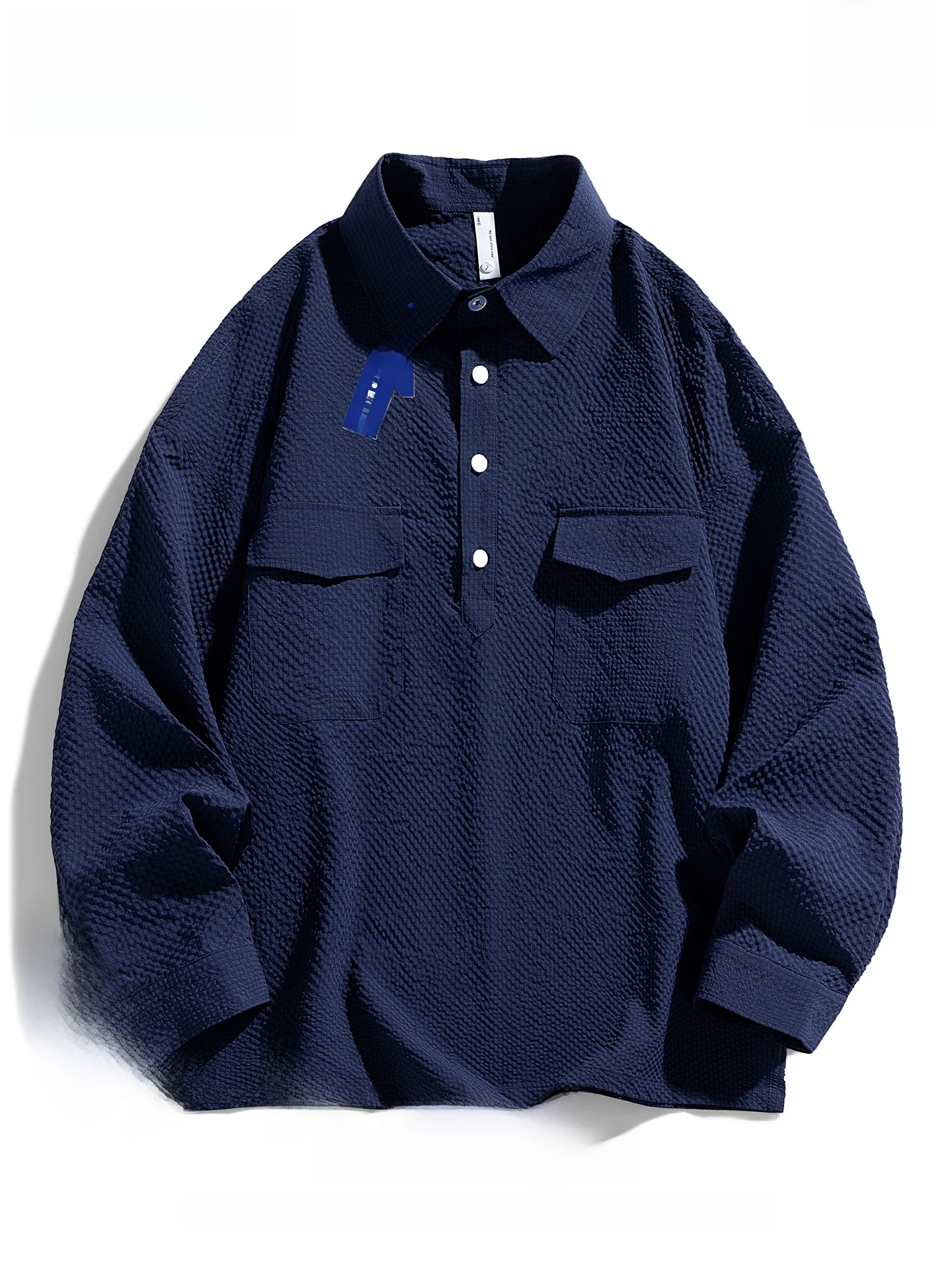 

Wassup Dozen Men's Vintage Waed Long Sve irt f Open Collar Workwear Jaet Trendy Polyester Fiber Loose Fit Autumn