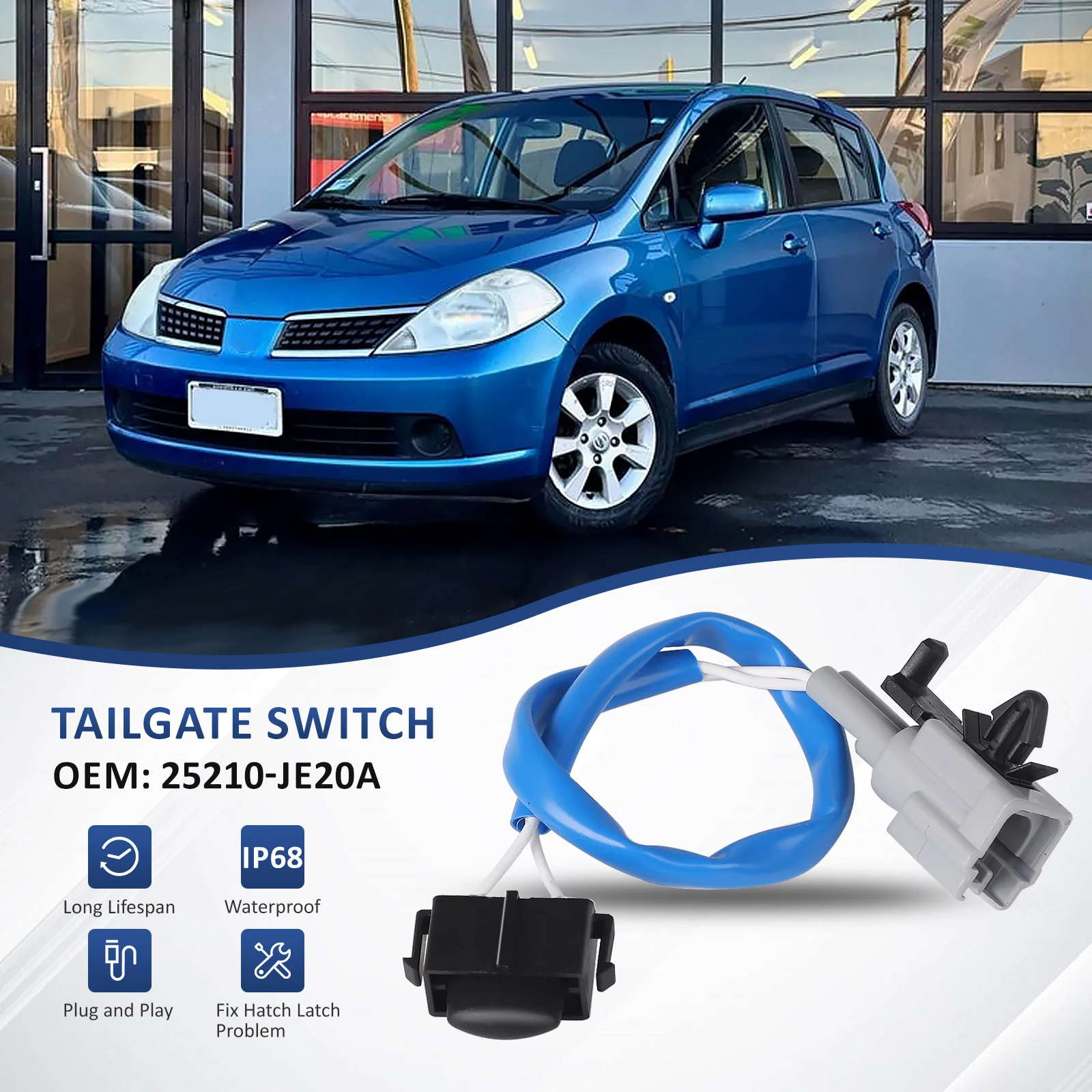 25210-JE20A For Nissan Tiida Livina Micra K12 2004 -2009 New Exterior Door Pull Handle Smart Keyless Sensor Button Cable Switch