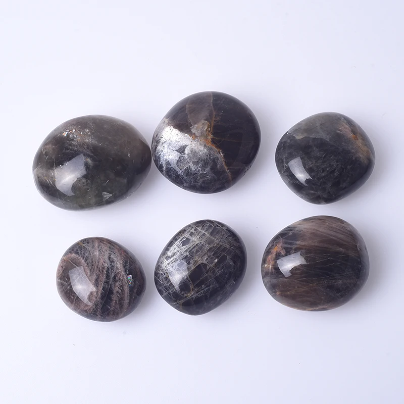 1pc Natural Black Moonstone Palm Stone Tumbled Stones crystal healing Reiki For Decoration gift