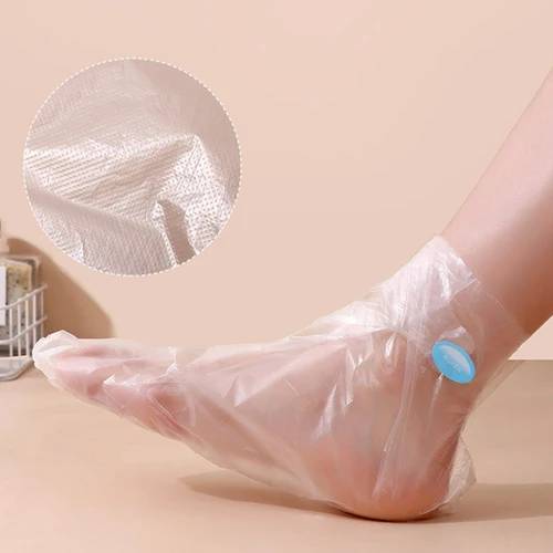 Imagen 2 del producto Calcetines hidratantes desechables para pies, bolsas de mano transparentes, cubiertas de SPA para pies de PE, eliminador de callos, herramientas de pedicura para el cuidado de los pies, 100 Uds.