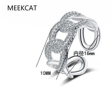 Iced Out Personalized Fashion Cuban Link Chain Ring S925 Sterling Sliver Bling CZ Simulated Zircon Hip Hop Ring for Men Women view 5