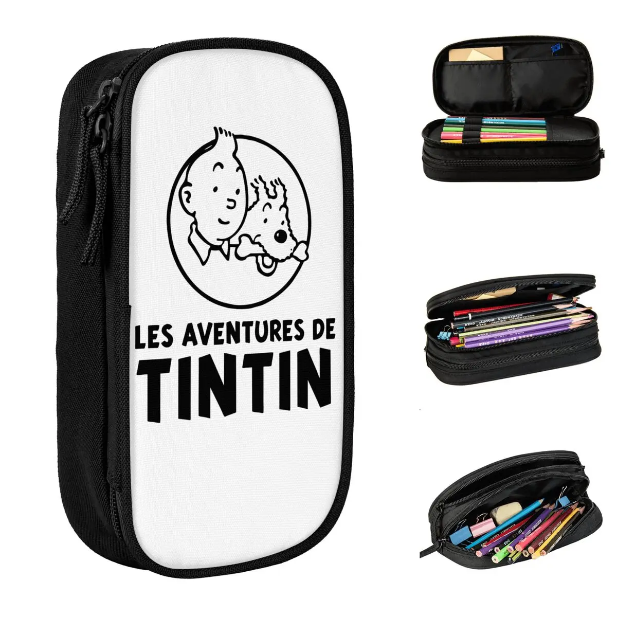 Estuche de lápices de estaño clásico para adolescentes, bolsa de lápices para estudiantes, bolsas de gran capacidad, suministros escolares, papelería con cremallera