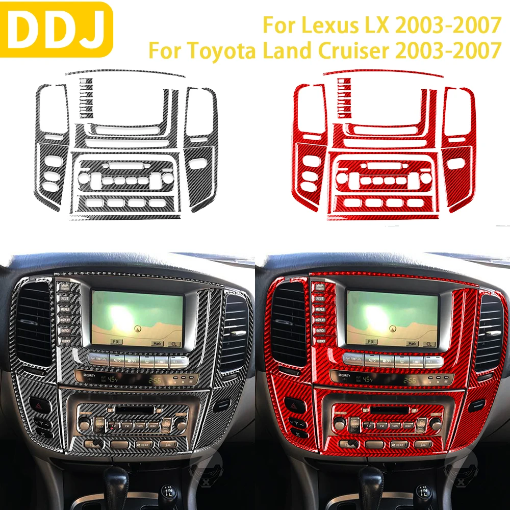 

For Toyota Land Cruiser For Lexus LX 2003-2007 Accessories Carbon Fiber Car Interior Console AC CD Panel Trim Sticker Decoration