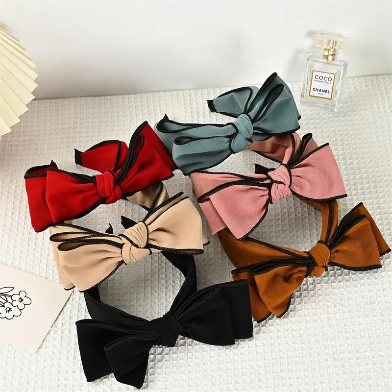 

2022 New Women's Fashion Retro Bow Hairband Girls Pure Color Simple And Versatile Hair Accessories