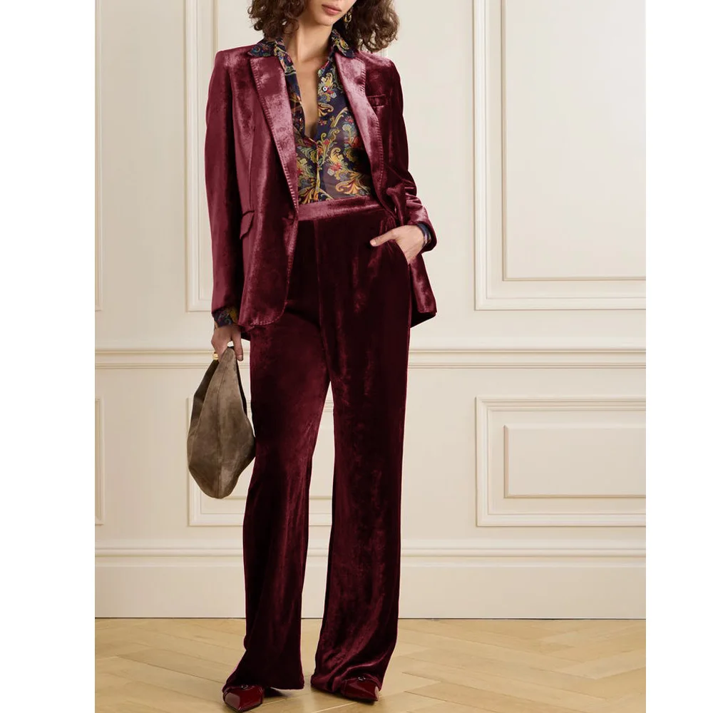 Women's Suit Set 2024 Women's Autumn and Winter New Velvet Suit Two-piece Simple Business Women's Suit Suit Trousers Sets Pant