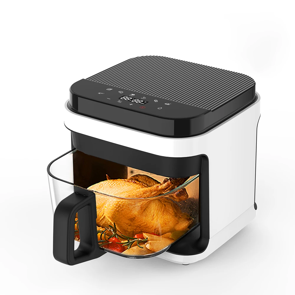 Professional Dual Heating 360 Visible Digital Air Fryer 8 Smart Cooking Programs Healthy Electric Smart Air Fryer Glass Tray