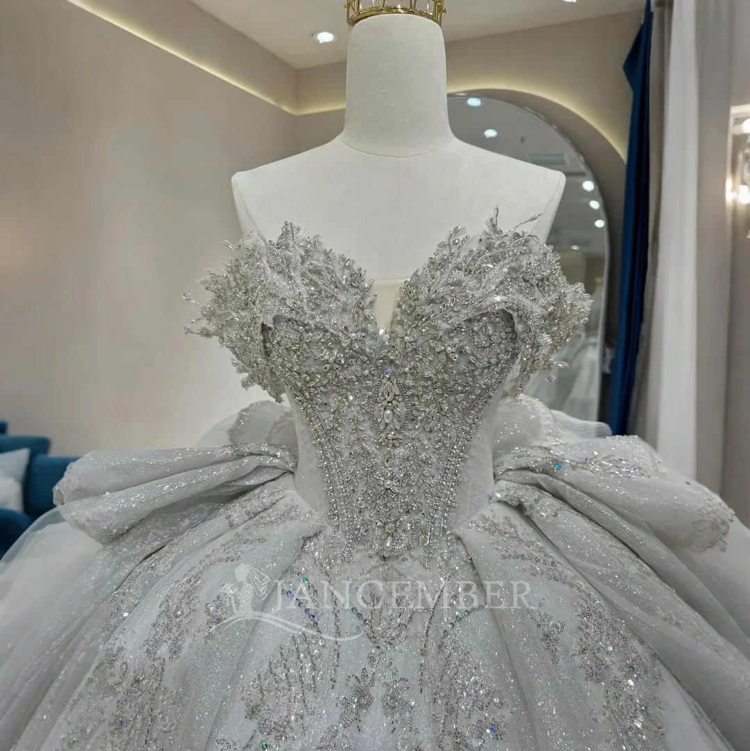 Abiti da sposa squisiti Abito da ballo per donna Abiti da sposa sexy con pieghe in raso a maniche corte con spalle scoperte Abiti personalizzati