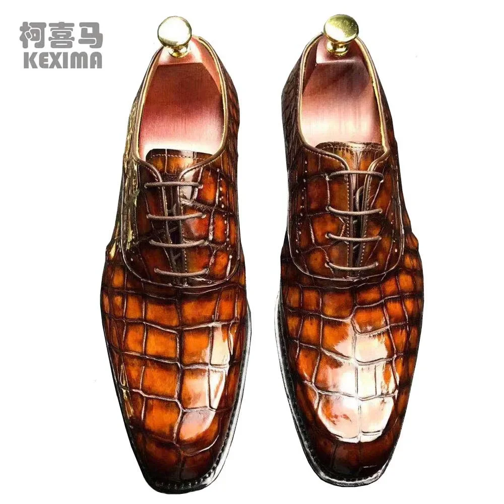 KEXIMA chue new arrival  crocodile leather  fashion  leisure leather sole men dress shoes men formal shoes male oxfords shoes