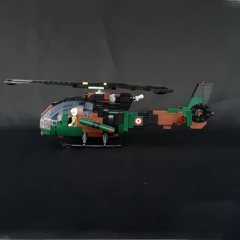 MOC بنة الفرنسية ضوء هليكوبتر SA342 غزال معركة الطائرات الحرب الباردة الجيش المقاتل الجمعية نموذج طائرة لعبة الطوب