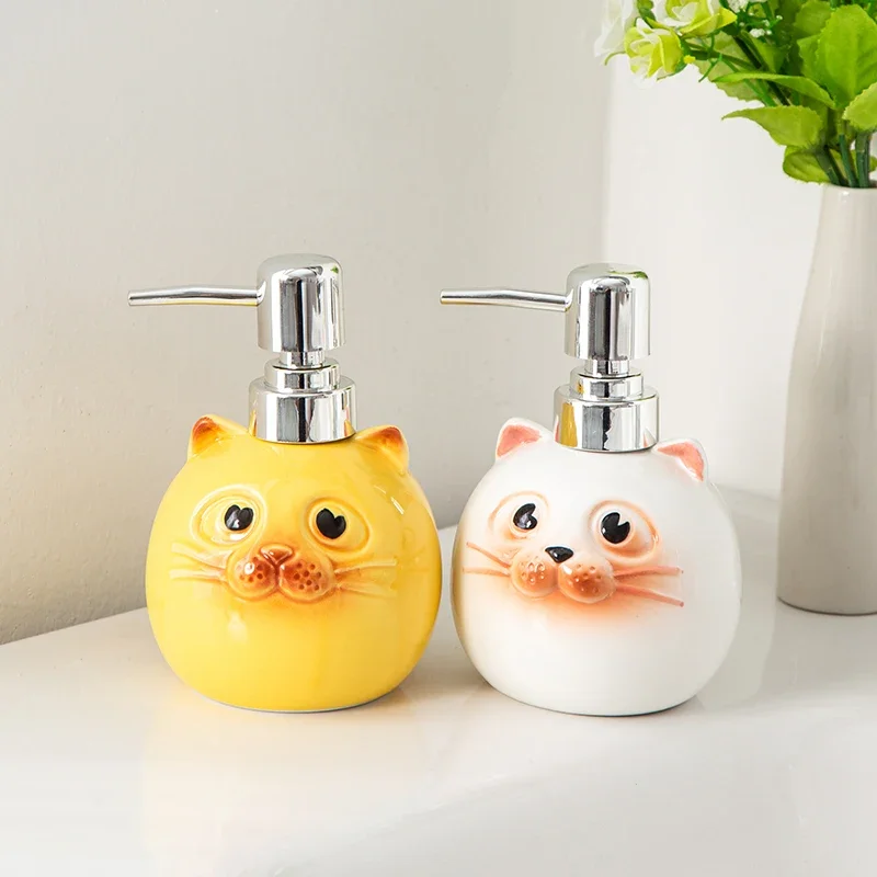 

350ml Ceramic Soap Dispenser Bathroom Toilet Press Type Lotion Bottle Hand Sanitizer Shampoo Shower Gel Separate Bottles