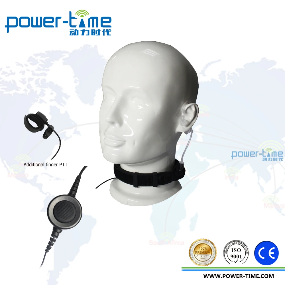 Dual PTT garganta microfone auricular com tubo acústico