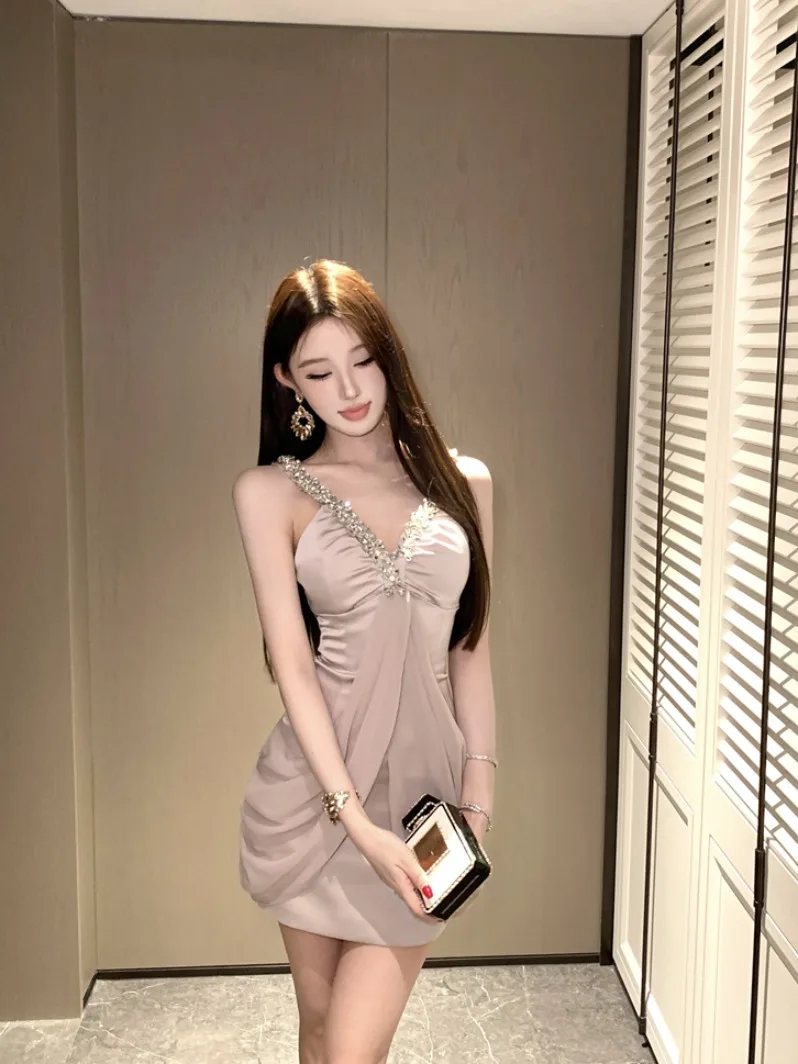 Heavy Industry Princ Sle Diamond Embellied V-Ne Dr Women's Ele Slimming High Waist ort Skirt Ball Gown