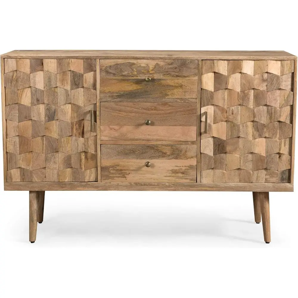 

Элегантный сервант из дерева манго с 3 ящиками от мебели века, естественная отделка